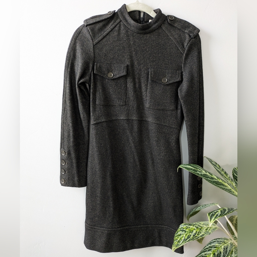 Zara SRPLS Long Sleeve Green Military Style Dress